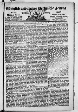 Königlich privilegirte Berlinische Zeitung von Staats- und gelehrten Sachen on Apr 20, 1887