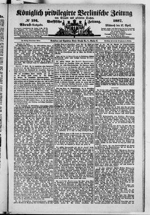Königlich privilegirte Berlinische Zeitung von Staats- und gelehrten Sachen on Apr 27, 1887