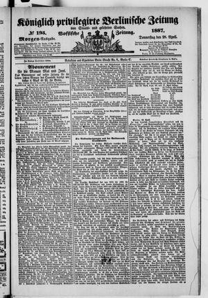 Königlich privilegirte Berlinische Zeitung von Staats- und gelehrten Sachen vom 28.04.1887