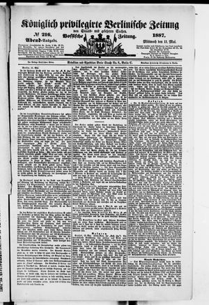 Königlich privilegirte Berlinische Zeitung von Staats- und gelehrten Sachen on May 11, 1887