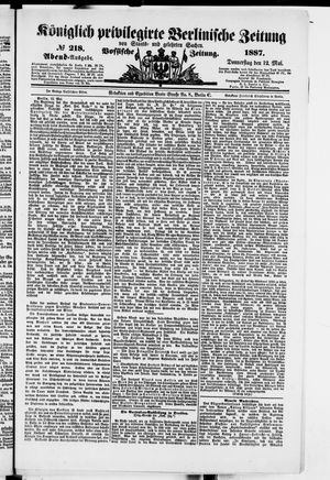 Königlich privilegirte Berlinische Zeitung von Staats- und gelehrten Sachen on May 12, 1887