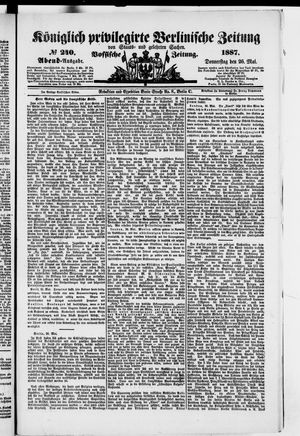 Königlich privilegirte Berlinische Zeitung von Staats- und gelehrten Sachen on May 26, 1887