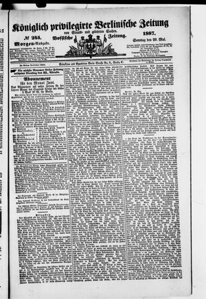 Königlich privilegirte Berlinische Zeitung von Staats- und gelehrten Sachen vom 29.05.1887