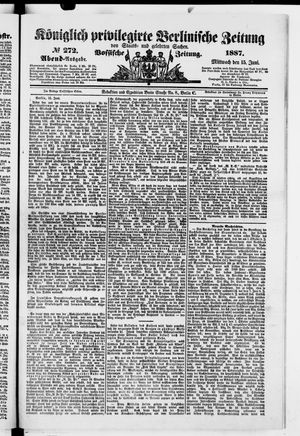Königlich privilegirte Berlinische Zeitung von Staats- und gelehrten Sachen vom 15.06.1887