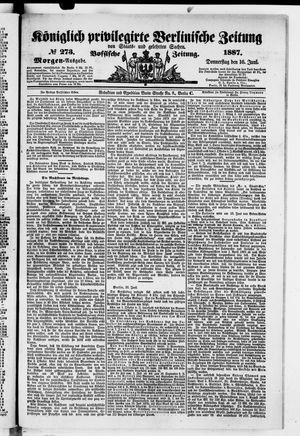 Königlich privilegirte Berlinische Zeitung von Staats- und gelehrten Sachen vom 16.06.1887