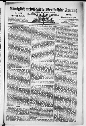 Königlich privilegirte Berlinische Zeitung von Staats- und gelehrten Sachen on Jun 18, 1887