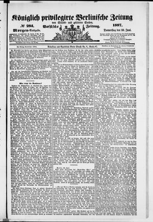 Königlich privilegirte Berlinische Zeitung von Staats- und gelehrten Sachen vom 23.06.1887