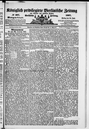 Königlich privilegirte Berlinische Zeitung von Staats- und gelehrten Sachen on Jun 24, 1887