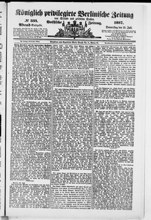 Königlich privilegirte Berlinische Zeitung von Staats- und gelehrten Sachen on Jul 21, 1887