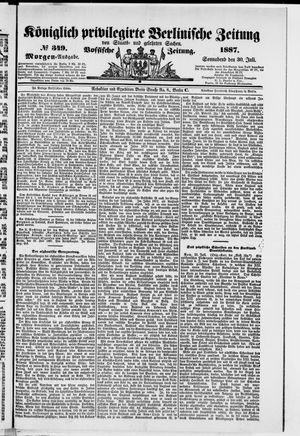 Königlich privilegirte Berlinische Zeitung von Staats- und gelehrten Sachen on Jul 30, 1887
