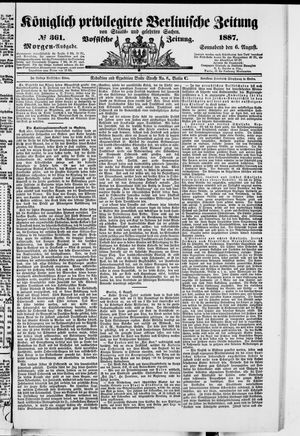 Königlich privilegirte Berlinische Zeitung von Staats- und gelehrten Sachen on Aug 6, 1887