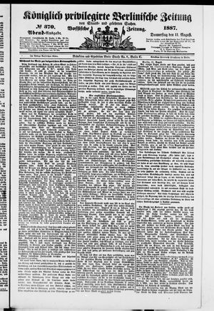 Königlich privilegirte Berlinische Zeitung von Staats- und gelehrten Sachen on Aug 11, 1887