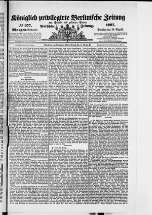 Königlich privilegirte Berlinische Zeitung von Staats- und gelehrten Sachen vom 16.08.1887