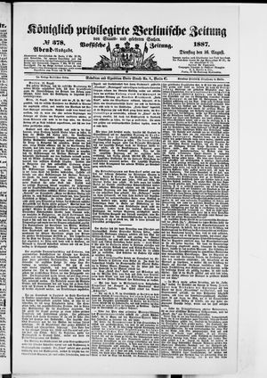 Königlich privilegirte Berlinische Zeitung von Staats- und gelehrten Sachen vom 16.08.1887