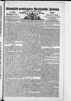 Königlich privilegirte Berlinische Zeitung von Staats- und gelehrten Sachen vom 21.08.1887