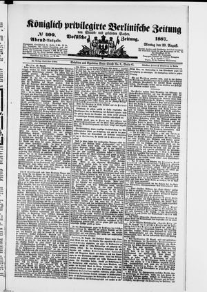 Königlich privilegirte Berlinische Zeitung von Staats- und gelehrten Sachen vom 29.08.1887