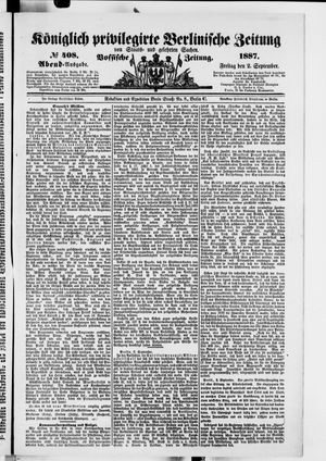 Königlich privilegirte Berlinische Zeitung von Staats- und gelehrten Sachen vom 02.09.1887