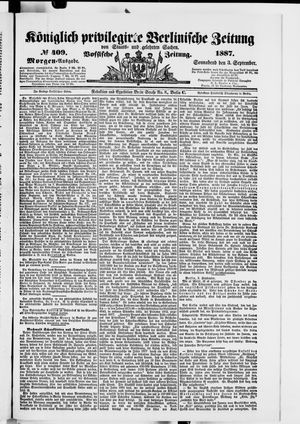 Königlich privilegirte Berlinische Zeitung von Staats- und gelehrten Sachen vom 03.09.1887