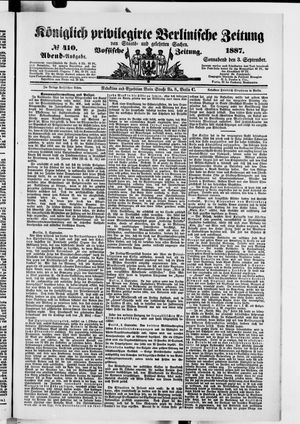 Königlich privilegirte Berlinische Zeitung von Staats- und gelehrten Sachen vom 03.09.1887