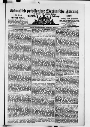 Königlich privilegirte Berlinische Zeitung von Staats- und gelehrten Sachen vom 06.09.1887
