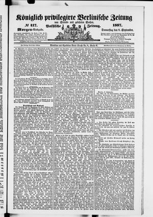 Königlich privilegirte Berlinische Zeitung von Staats- und gelehrten Sachen vom 08.09.1887