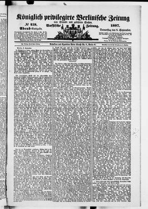 Königlich privilegirte Berlinische Zeitung von Staats- und gelehrten Sachen vom 08.09.1887