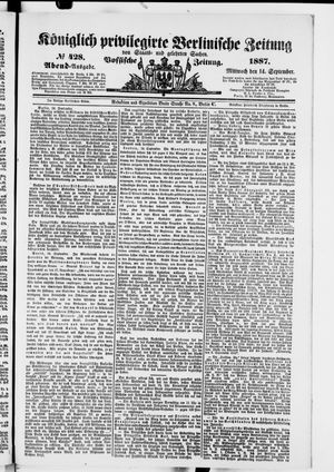 Königlich privilegirte Berlinische Zeitung von Staats- und gelehrten Sachen vom 14.09.1887