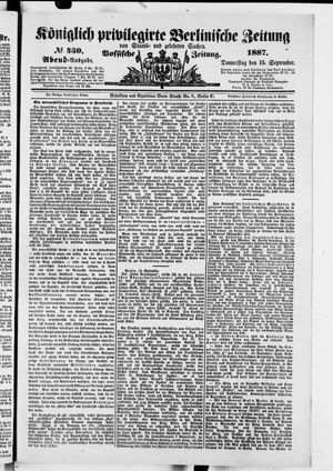 Königlich privilegirte Berlinische Zeitung von Staats- und gelehrten Sachen vom 15.09.1887