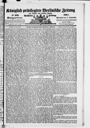 Königlich privilegirte Berlinische Zeitung von Staats- und gelehrten Sachen vom 17.09.1887