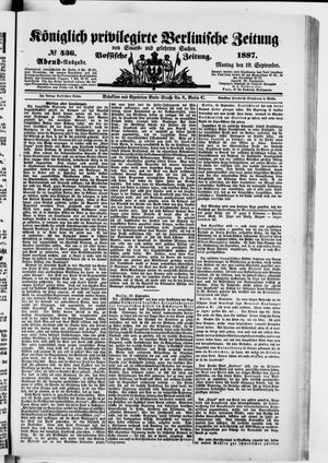 Königlich privilegirte Berlinische Zeitung von Staats- und gelehrten Sachen vom 19.09.1887