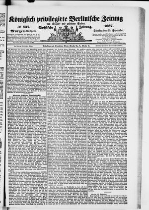 Königlich privilegirte Berlinische Zeitung von Staats- und gelehrten Sachen vom 20.09.1887