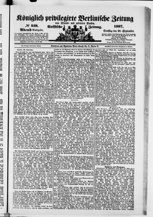 Königlich privilegirte Berlinische Zeitung von Staats- und gelehrten Sachen vom 20.09.1887