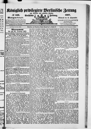 Königlich privilegirte Berlinische Zeitung von Staats- und gelehrten Sachen vom 21.09.1887