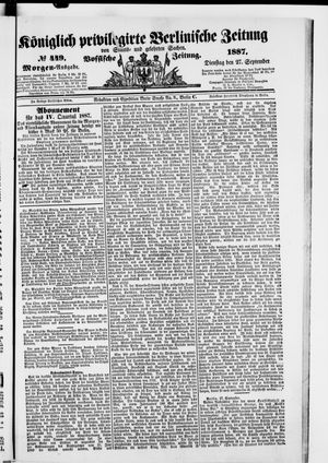 Königlich privilegirte Berlinische Zeitung von Staats- und gelehrten Sachen vom 27.09.1887