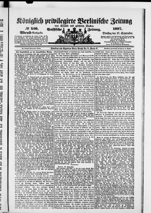 Königlich privilegirte Berlinische Zeitung von Staats- und gelehrten Sachen vom 27.09.1887