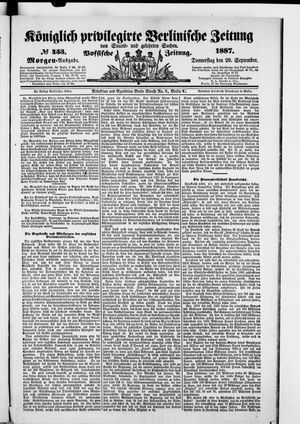 Königlich privilegirte Berlinische Zeitung von Staats- und gelehrten Sachen vom 29.09.1887