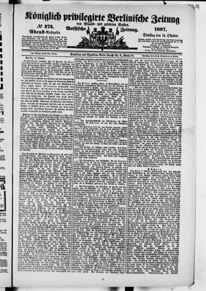 Königlich privilegirte Berlinische Zeitung von Staats- und gelehrten Sachen vom 11.10.1887