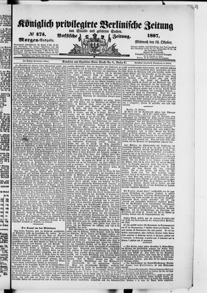 Königlich privilegirte Berlinische Zeitung von Staats- und gelehrten Sachen vom 12.10.1887