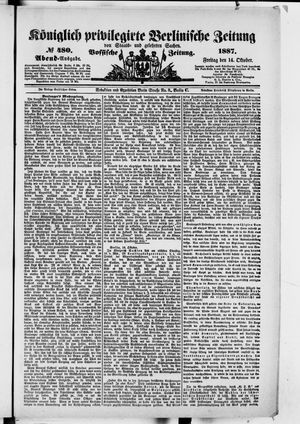 Königlich privilegirte Berlinische Zeitung von Staats- und gelehrten Sachen vom 14.10.1887