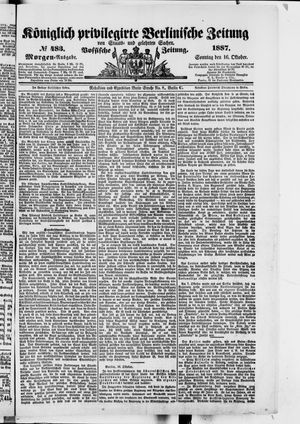 Königlich privilegirte Berlinische Zeitung von Staats- und gelehrten Sachen vom 16.10.1887