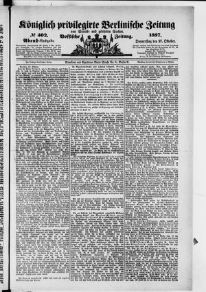 Königlich privilegirte Berlinische Zeitung von Staats- und gelehrten Sachen vom 27.10.1887