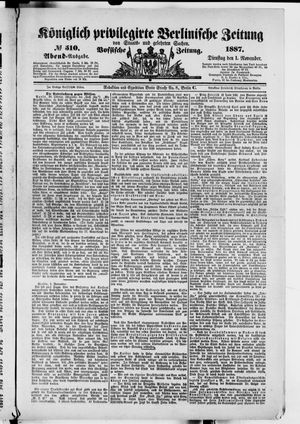 Königlich privilegirte Berlinische Zeitung von Staats- und gelehrten Sachen vom 01.11.1887