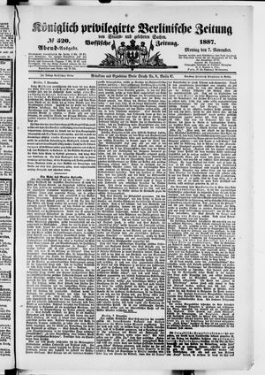Königlich privilegirte Berlinische Zeitung von Staats- und gelehrten Sachen vom 07.11.1887