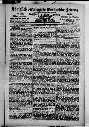 Königlich privilegirte Berlinische Zeitung von Staats- und gelehrten Sachen vom 01.12.1887