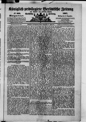 Königlich privilegirte Berlinische Zeitung von Staats- und gelehrten Sachen vom 02.12.1887