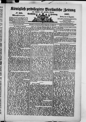 Königlich privilegirte Berlinische Zeitung von Staats- und gelehrten Sachen vom 02.12.1887