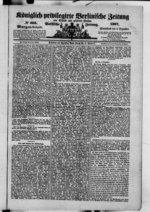 Königlich privilegirte Berlinische Zeitung von Staats- und gelehrten Sachen vom 03.12.1887