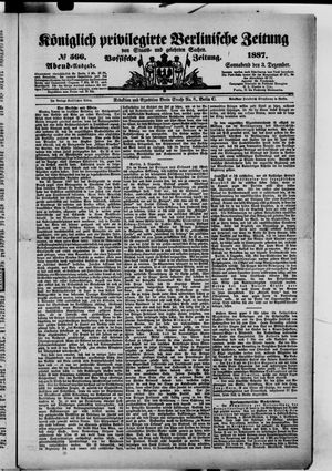 Königlich privilegirte Berlinische Zeitung von Staats- und gelehrten Sachen vom 03.12.1887