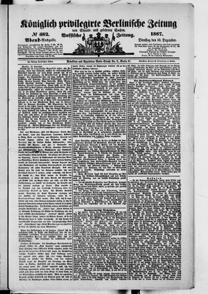 Königlich privilegirte Berlinische Zeitung von Staats- und gelehrten Sachen vom 13.12.1887