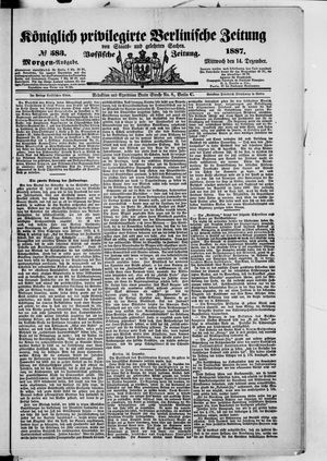 Königlich privilegirte Berlinische Zeitung von Staats- und gelehrten Sachen vom 14.12.1887